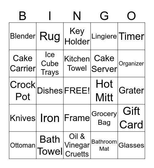 Bride  Bingo Card