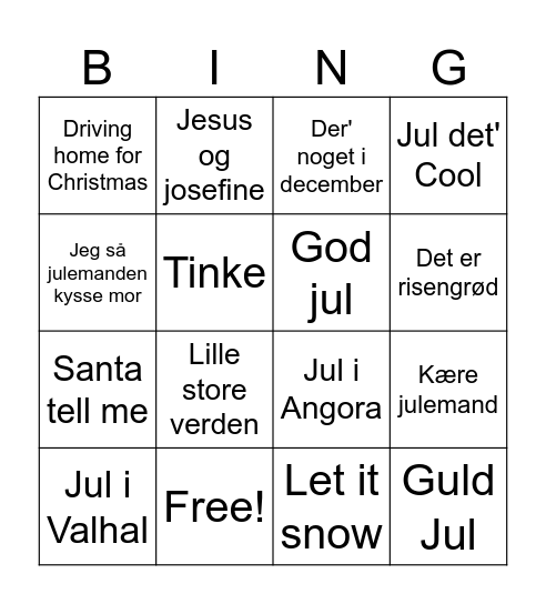 julemusik Bingo Card