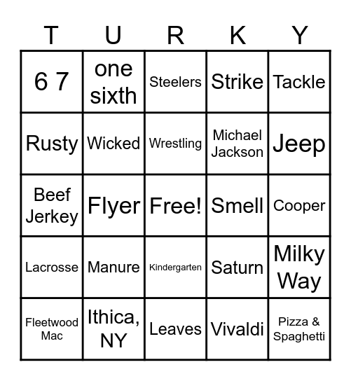 Happy Thanksgiving! Bingo Card