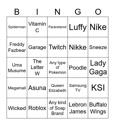 Aimi vs Mirai Bingo Card