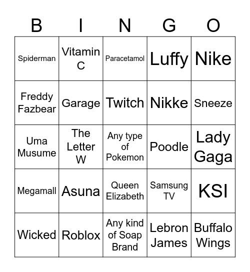 Aimi vs Mirai Bingo Card