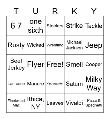 Happy Thanksgiving! Bingo Card