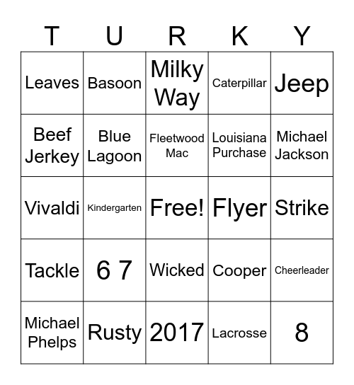 Happy Thanksgiving Bingo Card