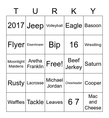 Happy Thanksgiving! Bingo Card