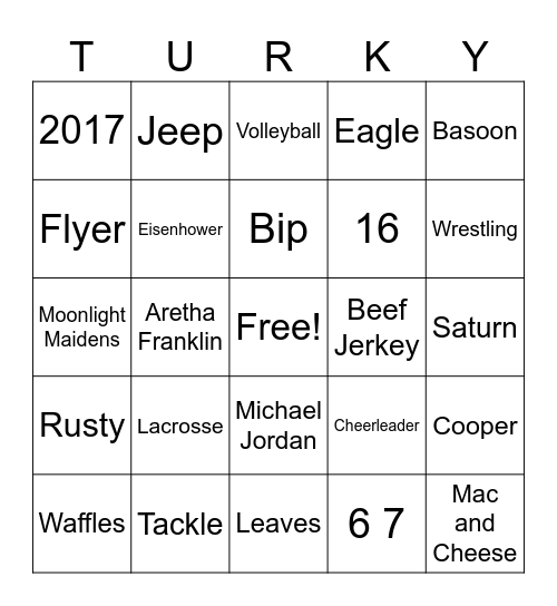 Happy Thanksgiving! Bingo Card