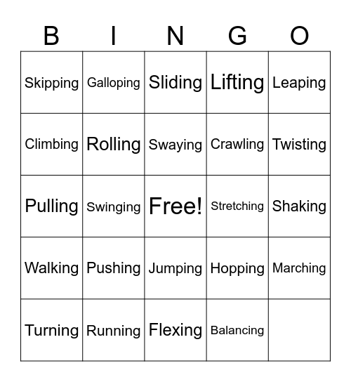 PATHFIT BINGO Card