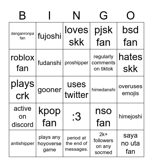 insufferable bingo Card