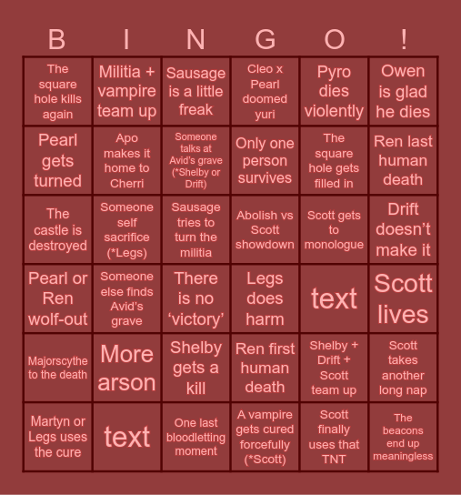 vsmp episode 8 Bingo Card