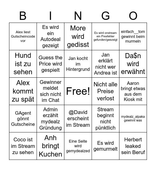 Mydealz Road to Black Friday Bingo Card