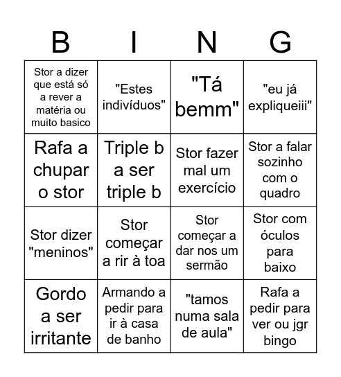 Cálculo Bingo Card