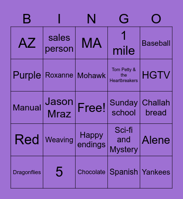Dawn’s Big Birthday! Bingo Card