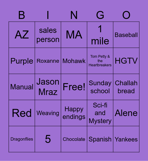 Dawn’s Big Birthday! Bingo Card