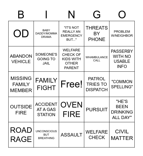 THANKSGIVING DISPATCH STYLE Bingo Card