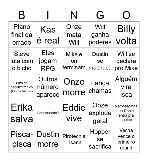 Os bagui é doido Bingo Card