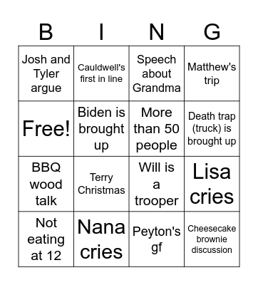 Thanksgiving Bingo Card