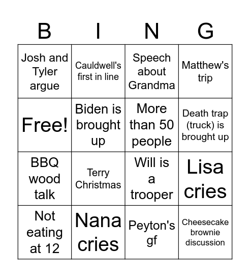 Thanksgiving Bingo Card
