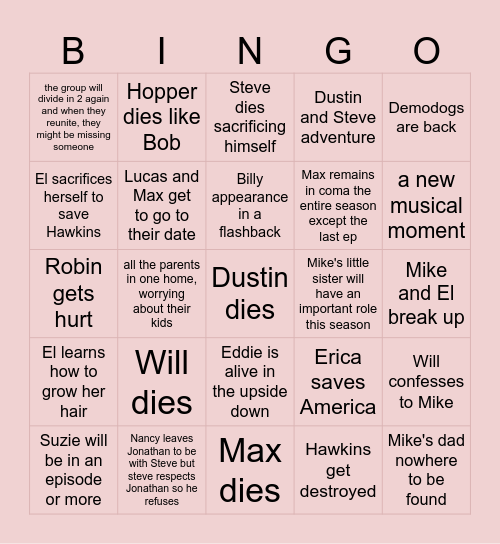 ST5 prediction Bingo Card