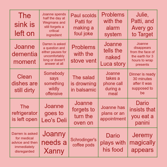 Di Iulio Family Christmas BINGO 2025 Bingo Card