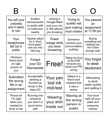Taking Charge of One's Health Bingo Card