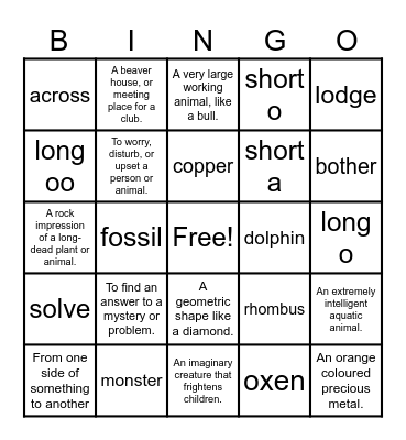 Spelling Week 4 Bingo Card