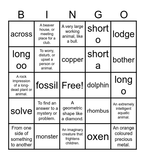 Spelling Week 4 Bingo Card