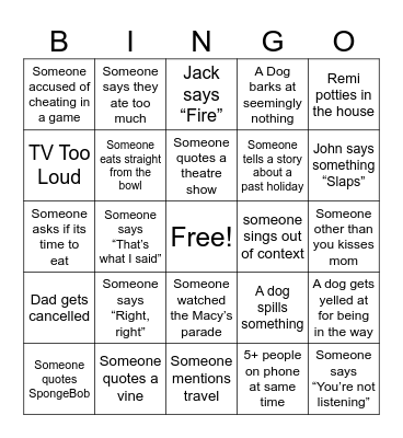 Thanksgiving Bingo Card