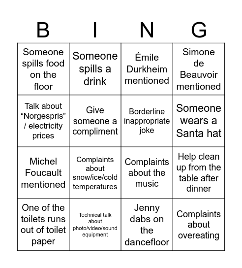 IMS Julebordbingo Card