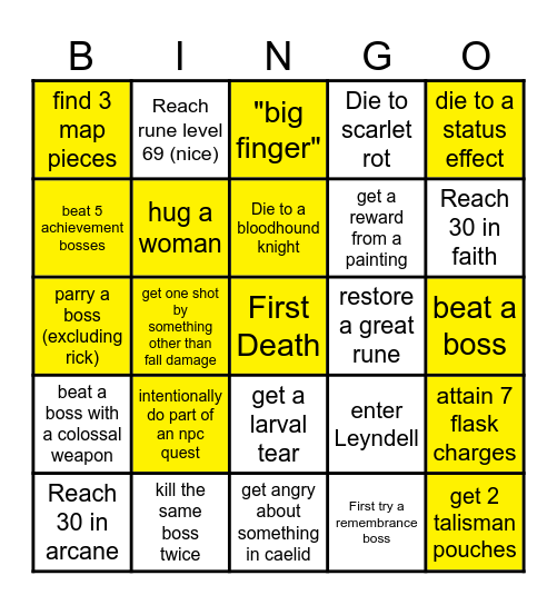 Hack’Em Off Asimov’s Elden Ring Marathon Bingo Extravaganza Bingo Card