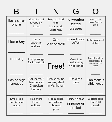 Growing Seeds Parent Icebreaker Bingo Card