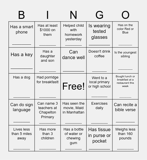 Growing Seeds Parent Icebreaker Bingo Card