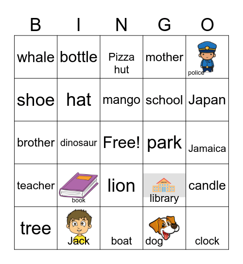 Nouns Bingo Card