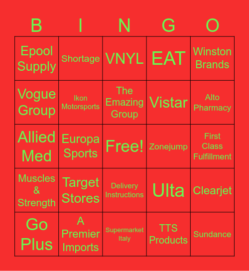 OnTrac Holiday Bingo Card