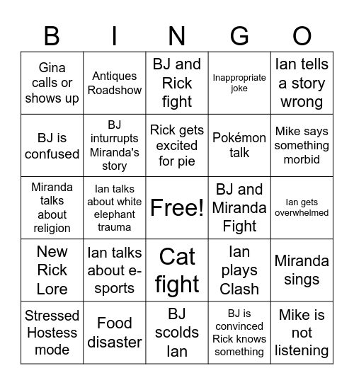 Thanksgiving Bingo Card