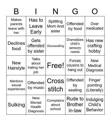 She’s Here Bingo Card