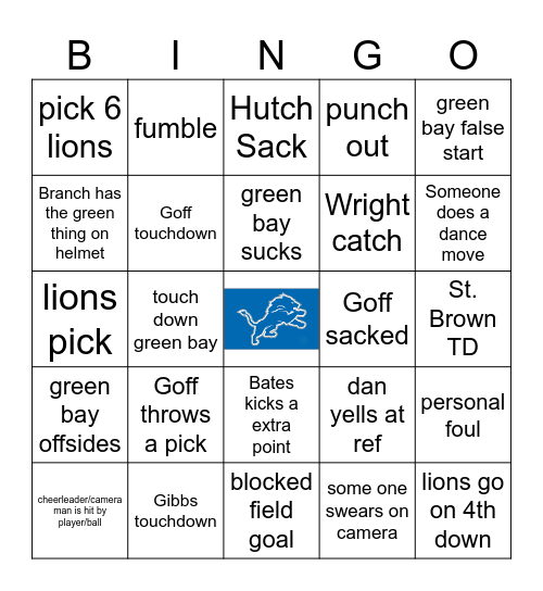 Lions Bingo Card