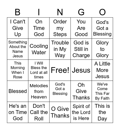 Gospel Bingo Card