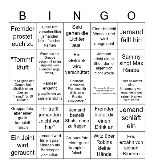 CHRIS Bingo Card