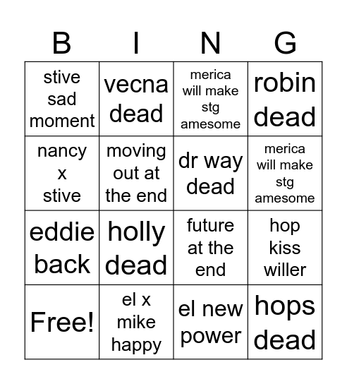 ST5 Bingo Card