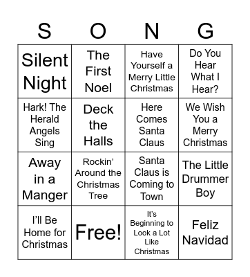 CHRISTMAS SONGS BINGO Card