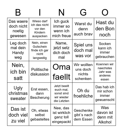 Christmas Bingo Card