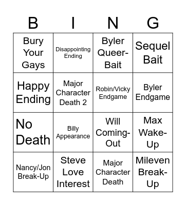 Stranger Things 5 Bingo Card