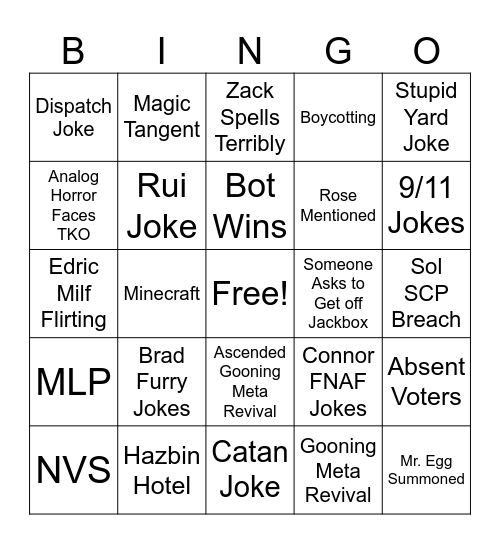 Jackbox Bingo Card