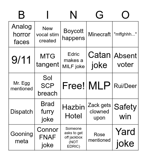 Jackbox Bingo Card