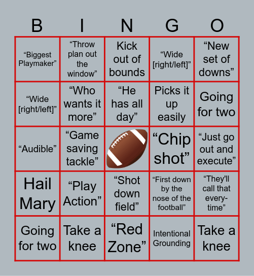 Football BINGO Card