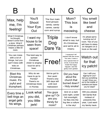 Christmas Movie Quotes Bingo Card