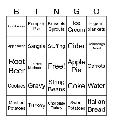 Thanksgiving 2025 Bingo Card