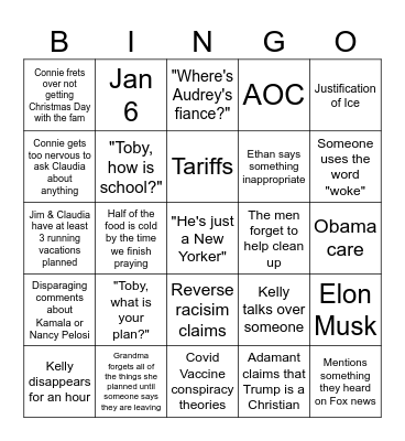 Thanksgiving Bingo 2025 Bingo Card