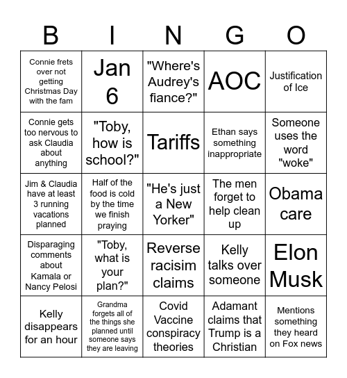 Thanksgiving Bingo 2025 Bingo Card