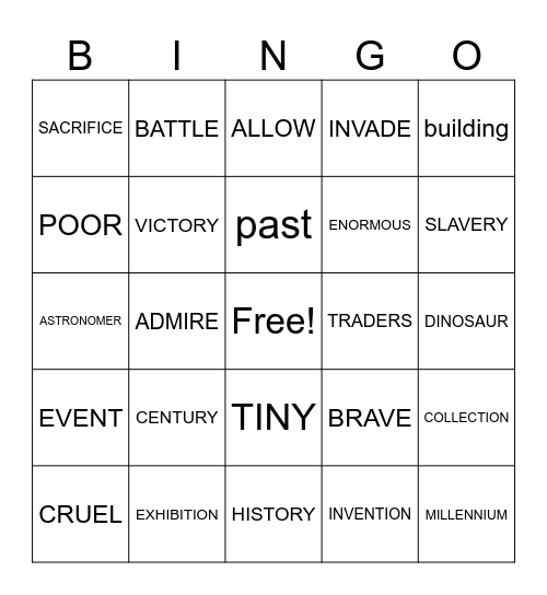 UNIT 3 Bingo Card