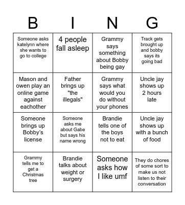 Thanksgiving bingo Card